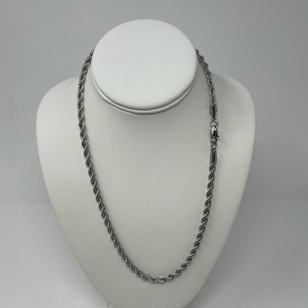 Men’s 5mm Stainless Steel & Silver Rope Chain - Picture 10 of 10